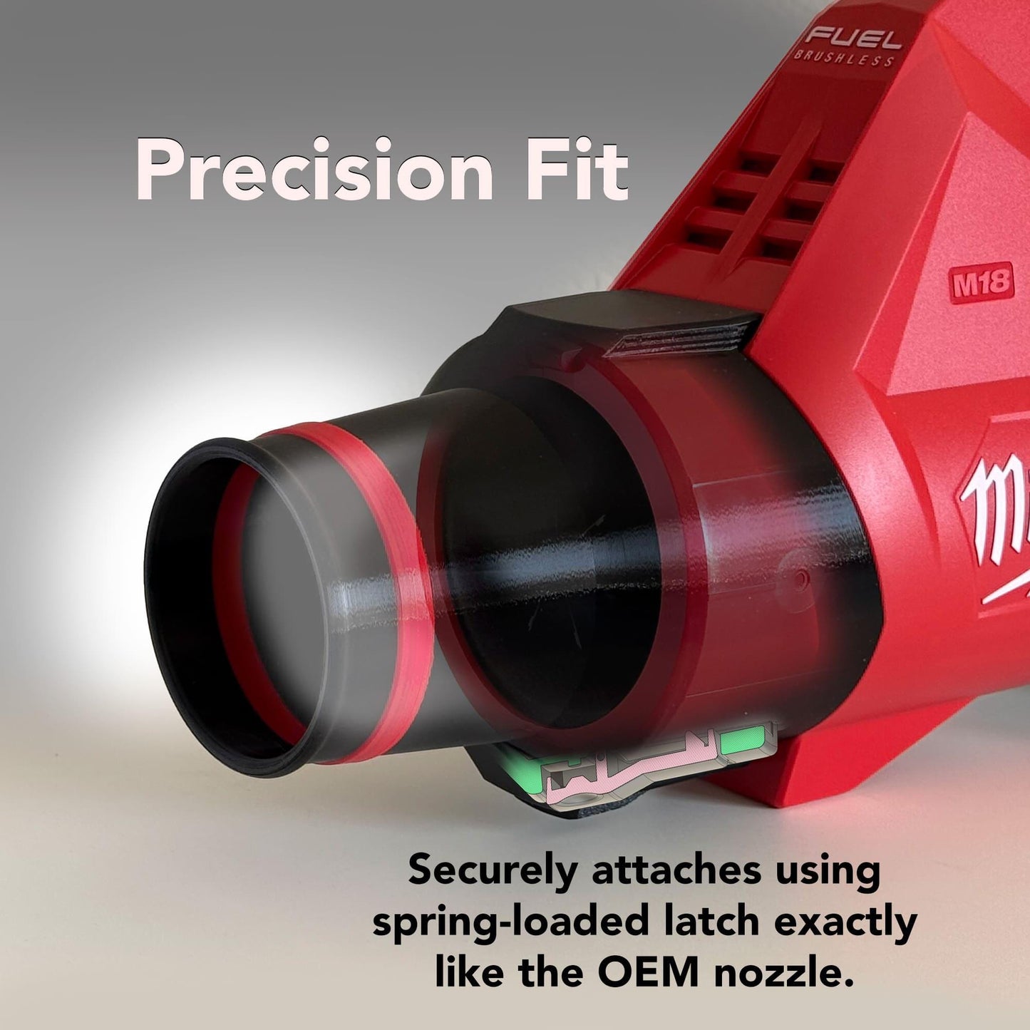 Compact Short Nozzle for Milwaukee Cordless Leaf Blowers models 3017-20 & M18 FBLG3