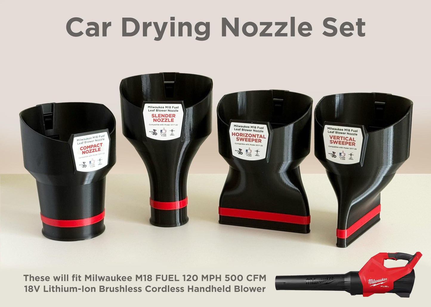 Compact Short Nozzle for Milwaukee Cordless Leaf Blowers models 3017-20 & M18 FBLG3