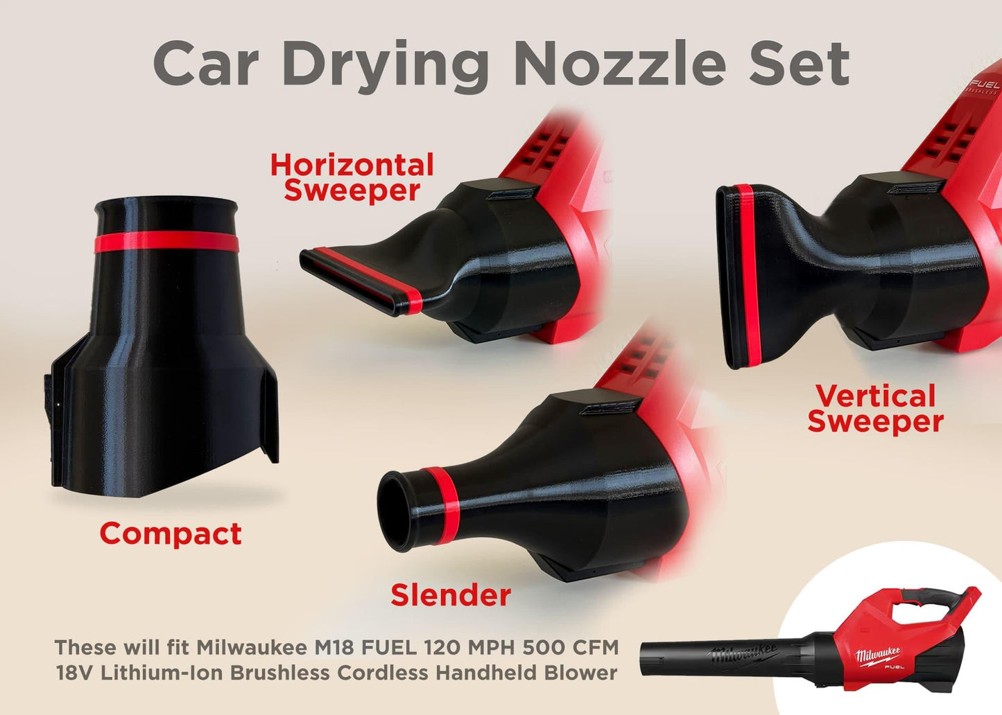 Compact Short Nozzle for Milwaukee Cordless Leaf Blowers models 3017-20 & M18 FBLG3