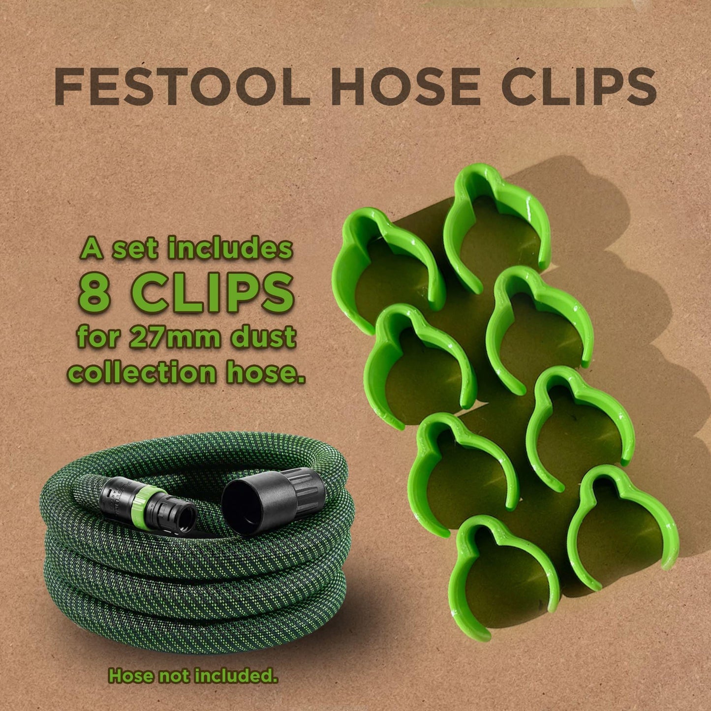Festool Hose Clips (27mm) for Festool CT Dust Extractor – Set of 8 Clips