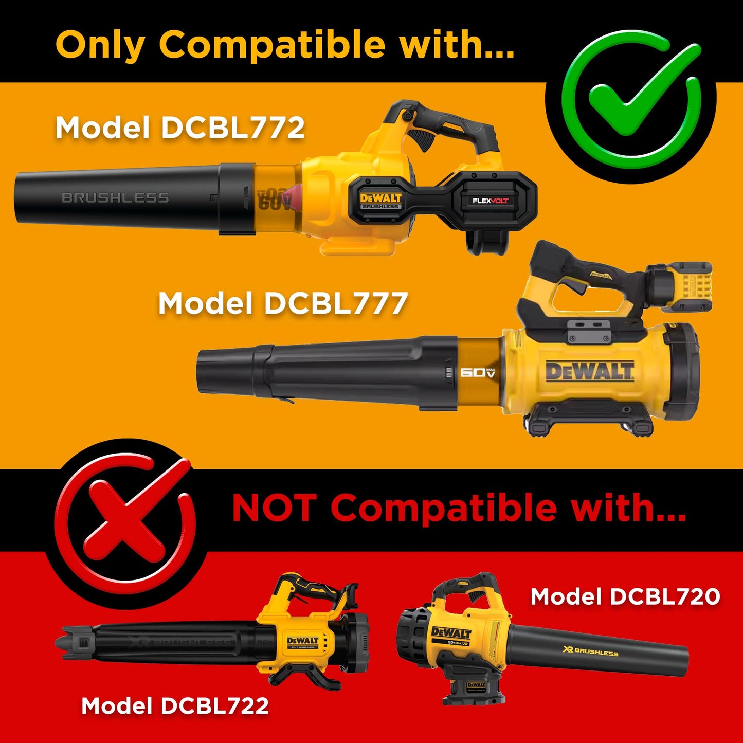 Car Detailing Nozzles for DeWalt Battery Powered Blower – Model DCBL777 and DCBL772