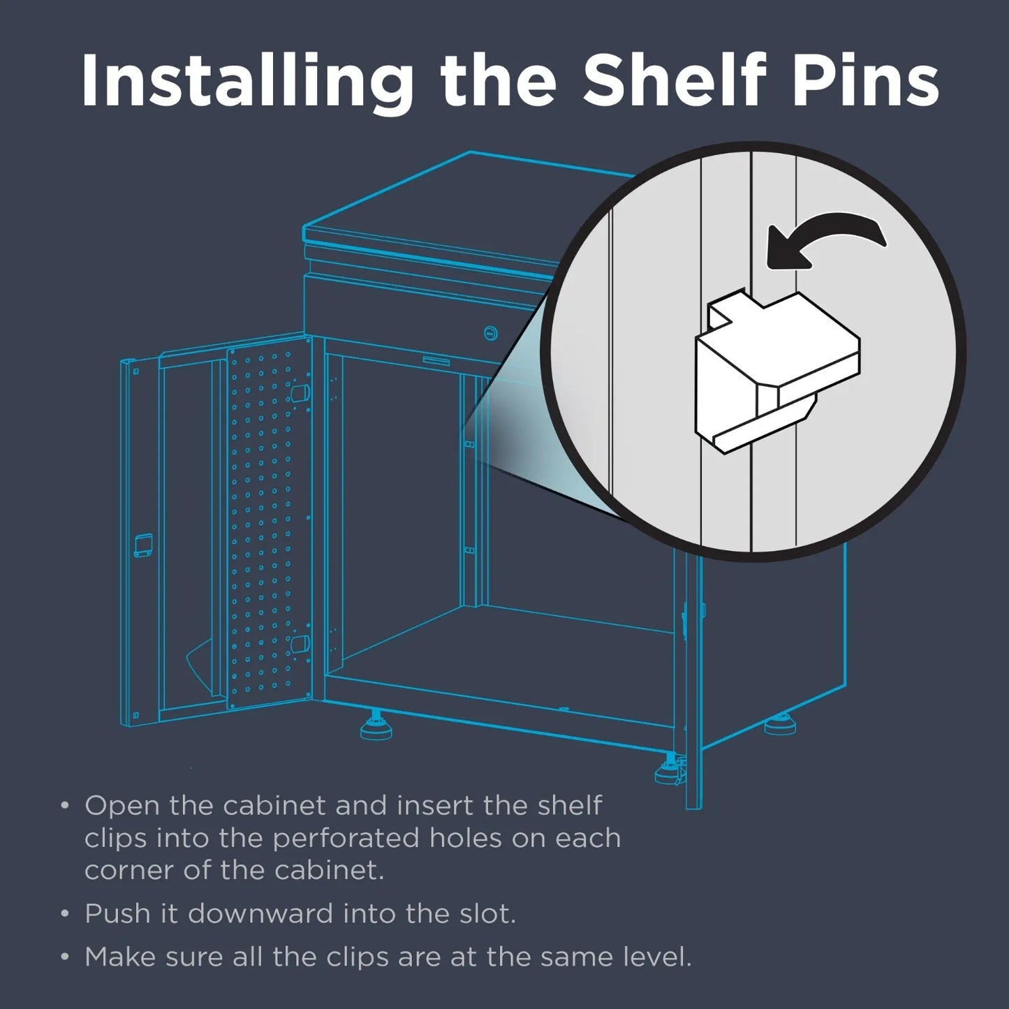 Husky Regular Duty Garage Cabinet System Shelf Clips – 1 set (4 clips total)