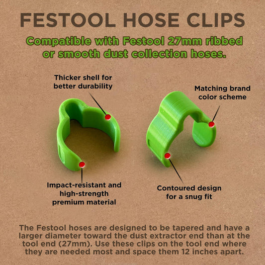 Festool Hose Clips (27mm) for Festool CT Dust Extractor – Set of 8 Clips