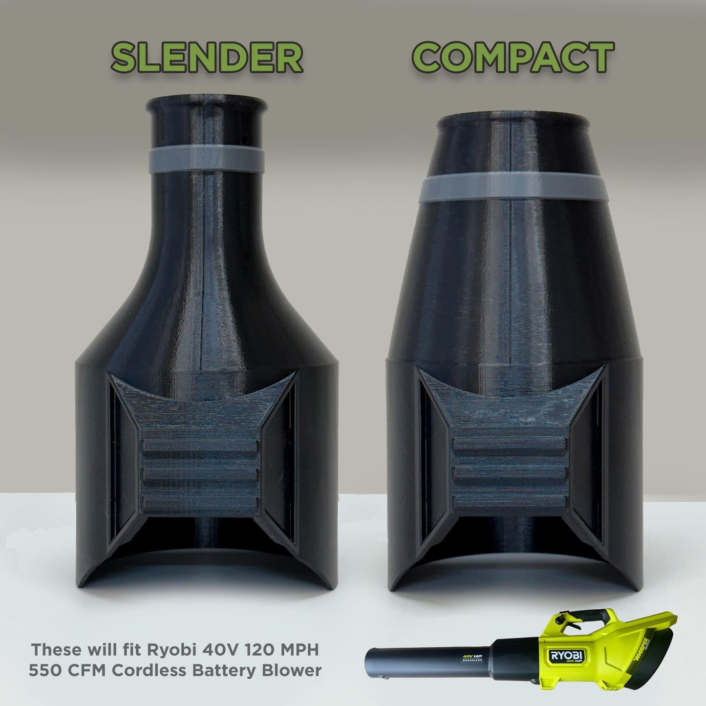 Compact Nozzle for RYOBI Cordless Blower (Model RY40LB01)