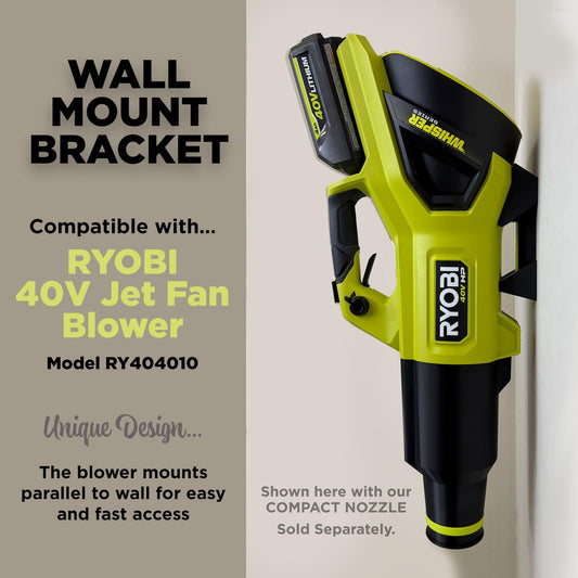 Wall Mount Bracket for RYOBI 40V Jet Fan Blower – Model RY404010