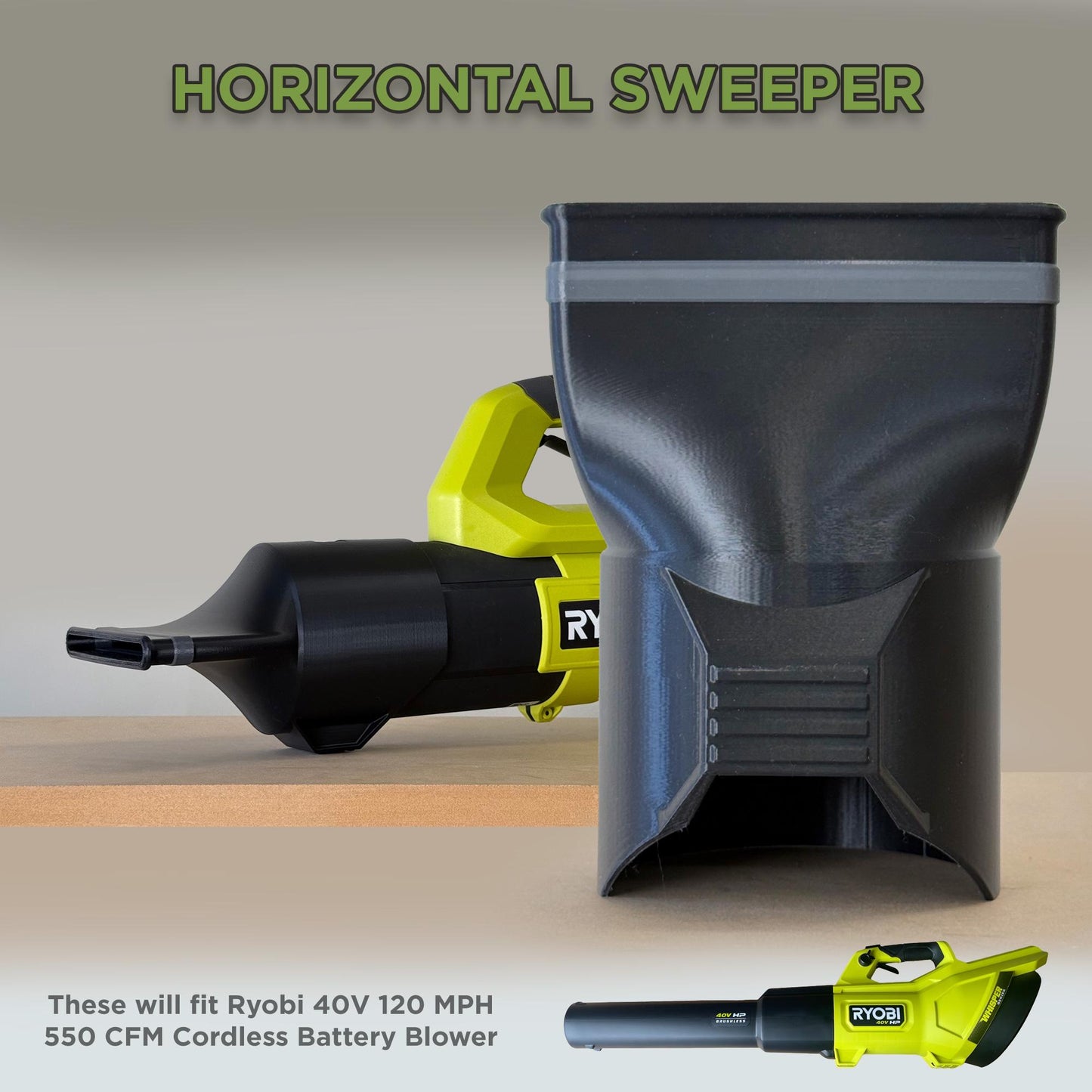Compact Nozzle for RYOBI Cordless Blower (Model RY40LB01)