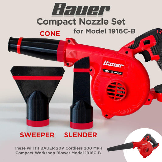 Compact Nozzles for BAUER 20V Cordless 200 MPH Compact Workshop Blower – Model 1916C-B