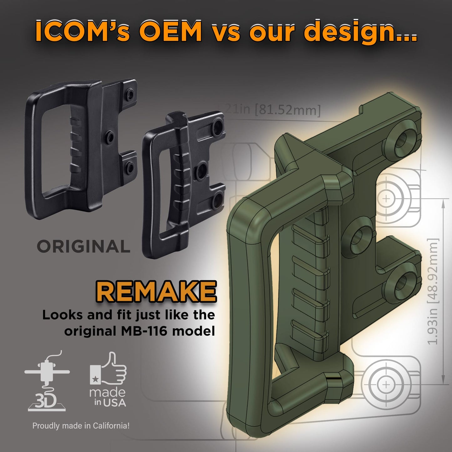 Carry Handles for ICOM IC-7200 Radio Transceivers MB-116